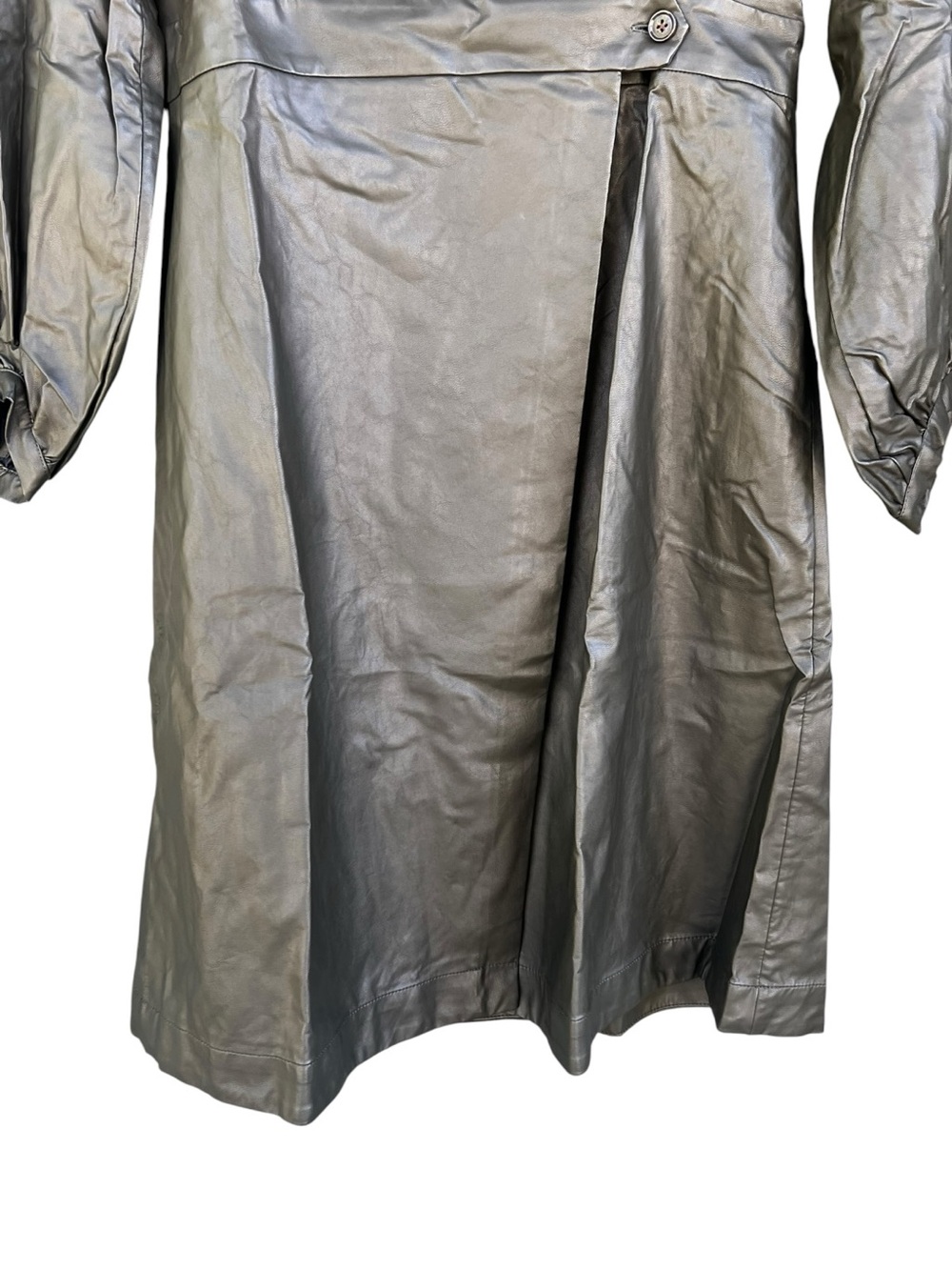 Banana Republic Olive Green Vegan Leather Wrap Dress Sz 8P NWT Faux Leather - Picture 6 of 9